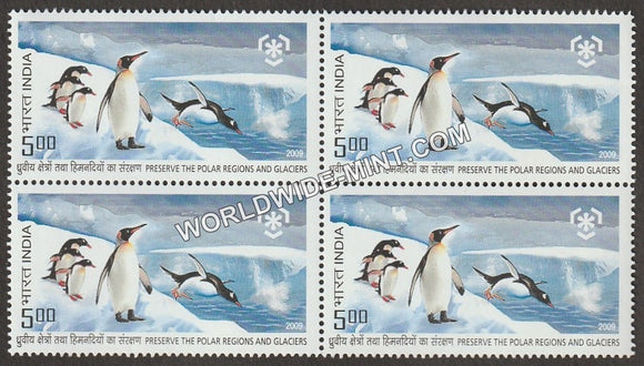 2009 Preserve the Polar Regions and Glaciers-Penguins Block of 4 MNH