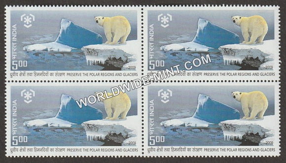 2009 Preserve the Polar Regions and Glaciers-Polar Bear Block of 4 MNH