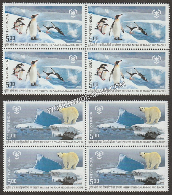 2009 Preserve the Polar Regions and Glaciers-Set of 2 Block of 4 MNH
