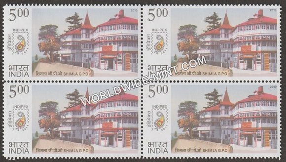 2010 Postal Heritage Buildings-Shimla GPO Block of 4 MNH
