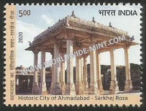 2020 India UNESCO World Heritage Sites in India III Cultural Sites- Historic City of Ahmedabad - Sarkhej Roza MNH