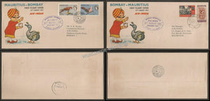 1967 Air India Mauritius - Bombay Set of 2 First Flight Cover #FFCB26