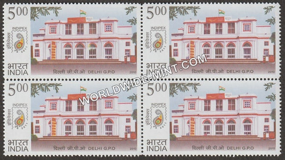 2010 Postal Heritage Buildings-Delhi GPO Block of 4 MNH