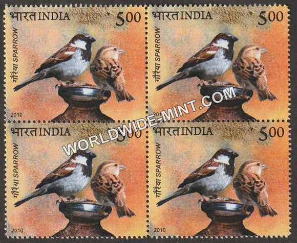 2010 Pigeon & Sparrow- Rock Sparrow Block of 4 MNH