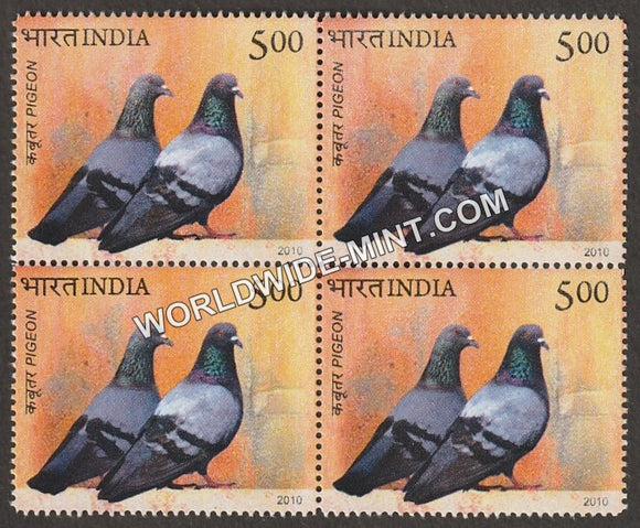 2010 Pigeon & Sparrow-Rock Pigeon Block of 4 MNH