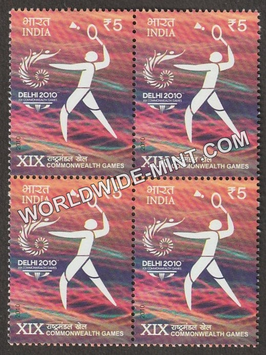 2010 XIX Commonwealth Games-Badminton Block of 4 MNH