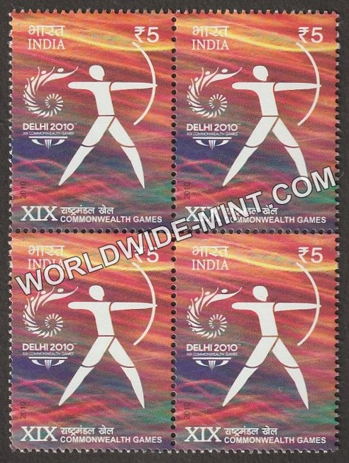 2010 XIX Commonwealth Games-Archery Block of 4 MNH