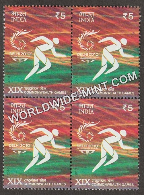 2010 XIX Commonwealth Games-Athletics Block of 4 MNH