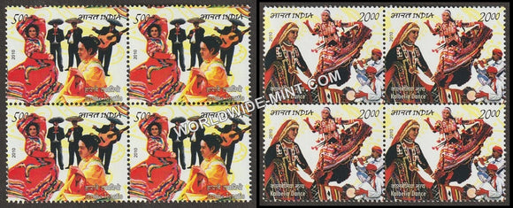 2010 India Mexico Joint Issue-Set of 2 Block of 4 MNH