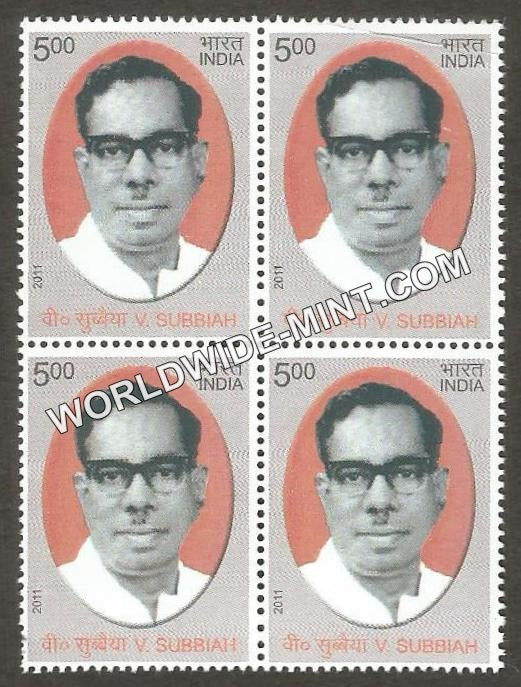 2011 V Subbiah Block of 4 MNH