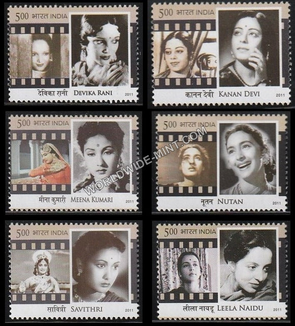 2011 Legendary Heroines of Indian Cinema-Set of 6 MNH
