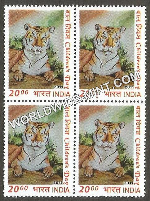 2011 Children's Day-Sitting Tiger Block of 4 MNH