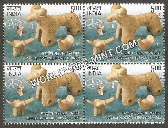 2011 Archaeological Survey of India- Pre Historic Clay Model Block of 4 MNH