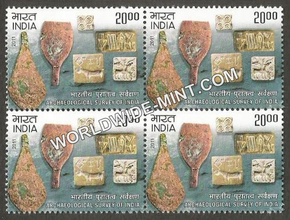 2011 Archaeological Survey of India- Pre Historic Seals Block of 4 MNH
