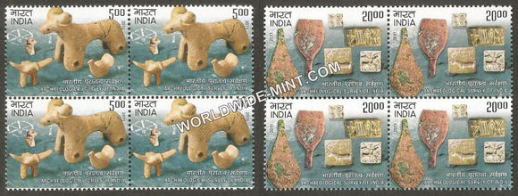 2011 Archaeological Survey of India-set of 2 Block of 4 MNH