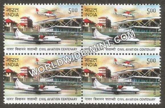 2012 Civil Aviation Centenary-Plane & Helicopter Block of 4 MNH