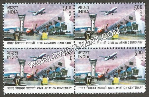 2012 Civil Aviation Centenary- Signals for Taxing Block of 4 MNH