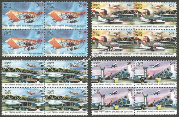 2012 Civil Aviation Centenary-Set of 4 Block of 4 MNH