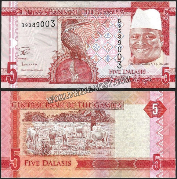 GAMBIA 2015 - 5 DALASIS UNC CURRENCY NOTE #CN278