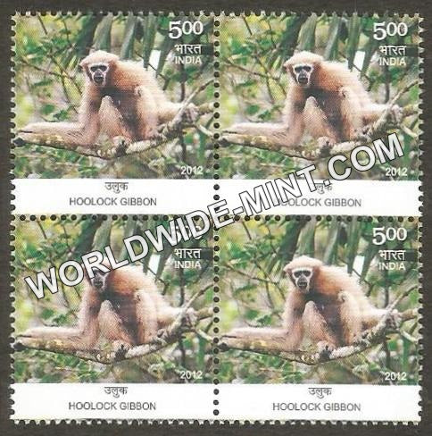 2012 Endemic Species of Indian Bio-Diversity Hotspots- Hoolock Gibbon Block of 4 MNH