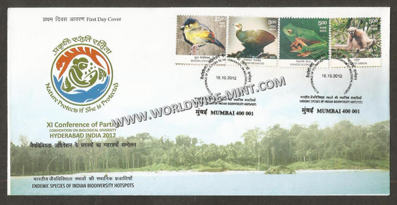 2012 INDIA Endemic Species of Indian Bio - Diversity Hotspots - 4v FDC