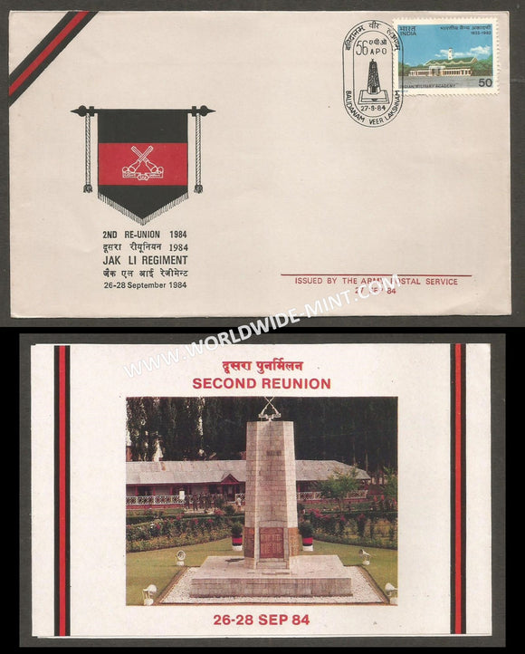 1984 India THE JAMMU AND KASHMIR LIGHT INFANTRY 2ND REUNION APS Cover (27.09.1984)