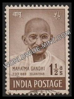 1948 Mahatma Gandhi- 1/2 Anna  Used Stamp