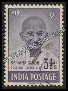 1948 Mahatma Gandhi-3 1/2 Anna Used Stamp