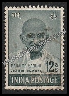 1948 Mahatma Gandhi-12 Anna Used Stamp