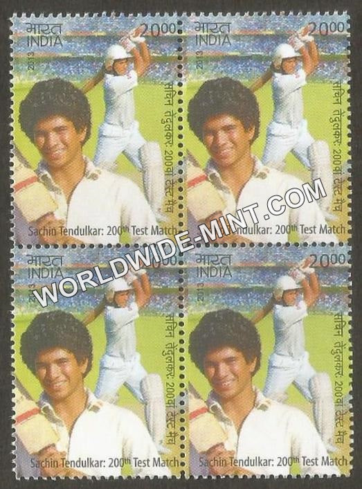 2013 Sachin Tendulkar (2915) Block of 4 MNH