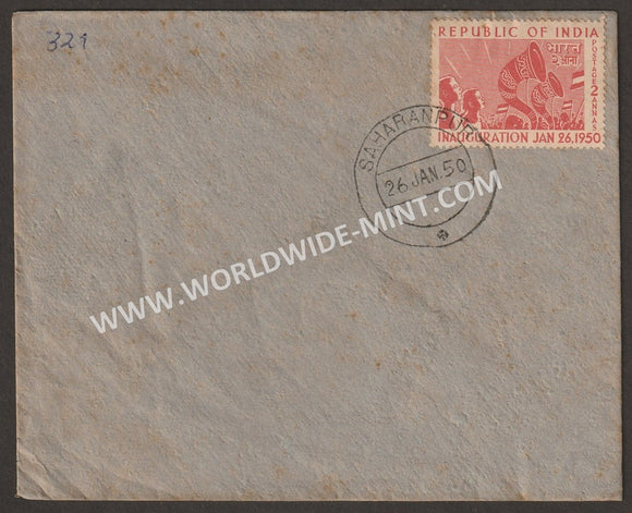 1950 INDIA Republic of India Inauguration - Rejoicing crowds FDC in plain cover