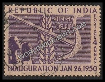 1950 Republic of India Inauguration-Corn and Plough Used Stamp