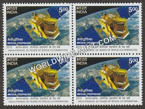 2015 50 Years of Cooperation in Space-Megha-Tropiques Block of 4 MNH