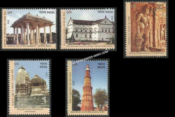 2020 India UNESCO World Heritage Sites in India III Cultural Sites- Set of 5 MNH