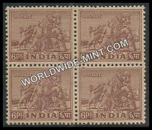 INDIA Powerful Horse, (Sun Temple, Konark)  1st Series (6p) Definitive Block of 4 MNH