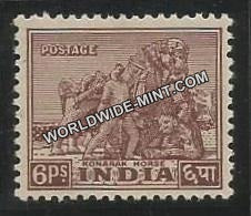 INDIA Powerful Horse, (Sun Temple, Konark)  1st Series (6p) Definitive MNH