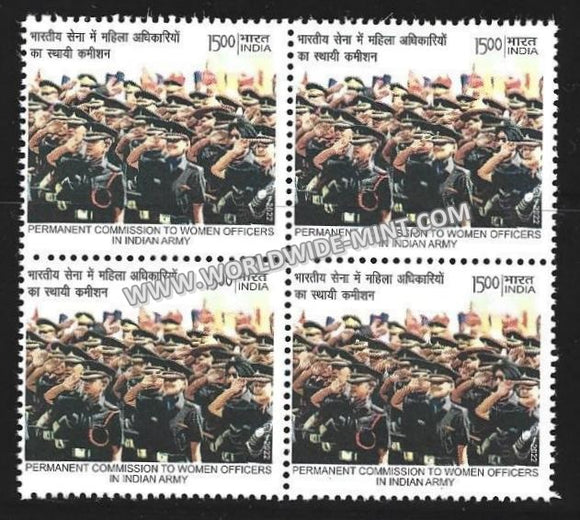 2022 India Permanent Commission To Women Officers In Indian Army - Squad Salute Block of 4 MNH