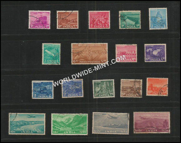 INDIA 2nd Series Definitive Complete set of 18 used stamps