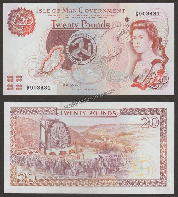 ISLE OF MAN 2007 - 20 POUNDS UNC CURRENCY NOTE