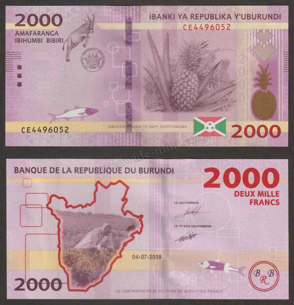 BURUNDI 2018 - 2000 FRANCS UNC Currency Note