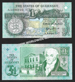 GUERNSEY 1 POUND - 1986-2016 B. Haines Signatory (AA Prefix) P#52d UNC Currency Note N#209965