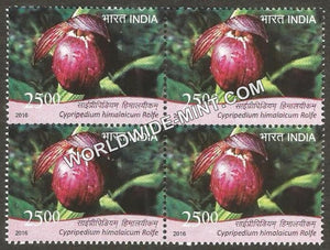 2016 Orchids-Cypripedium Himalaicum Block of 4 MNH