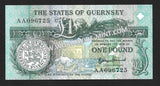 GUERNSEY 1 POUND - 1986-2016 B. Haines Signatory (AA Prefix) P#52d UNC Currency Note N#209965