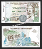 GUERNSEY 50 POUND - 1996 Queen Elizabeth II UNC Currency Note N#211073
