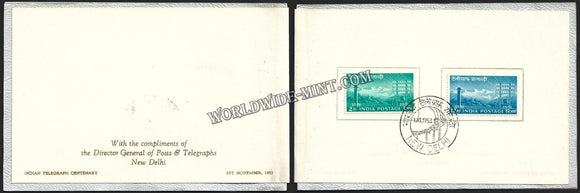 1953 INDIA Telegraph Centenary - 2v VIP Folder