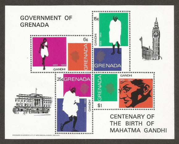 1869 Grenada Gandhi imperf Miniature sheet #Gan312
