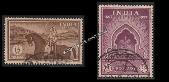 1957 Centenary of First Freedom Struggle  -  Set of 2 Used Stamp