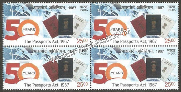 2017 50 years of The Passports Act 1967 Block of 4 MNH