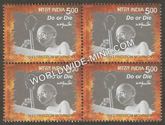 2017 1942 Freedom Movement-Do or Die Block of 4 MNH