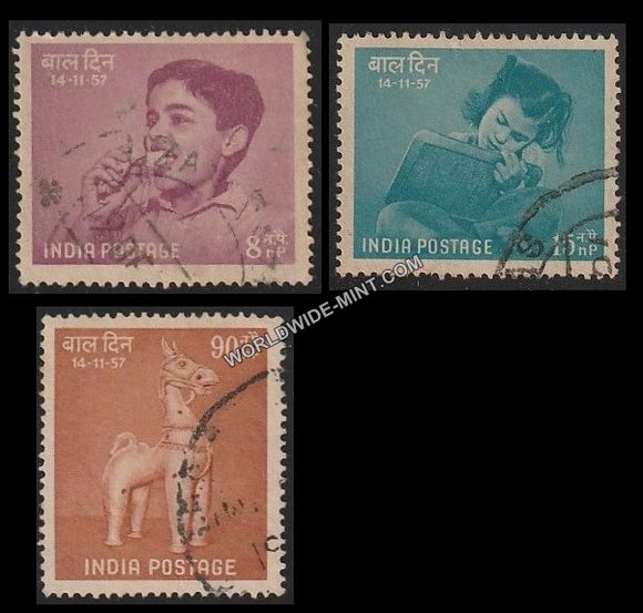 1957 Children's Day  -  Set of 3 Used Stamp